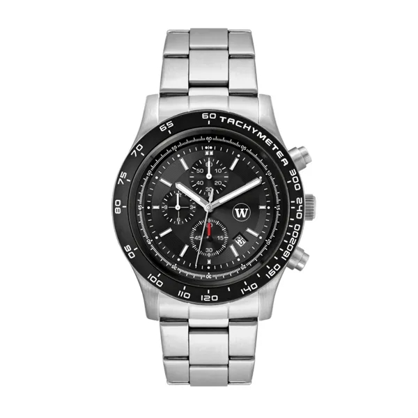 Stylish chronograph watch for men and women with a 44mm brushed... from ASI 67866 Logomark/Valumark