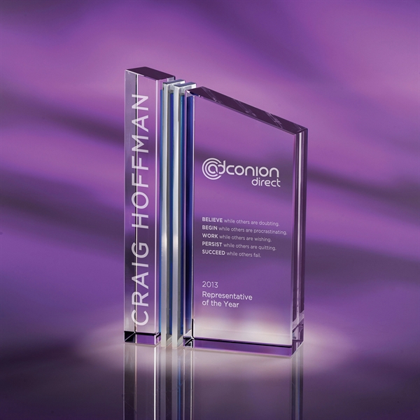 8" x 4.75" x 1.75" award made of clear optic crystal,... from ASI 62985 J. Charles