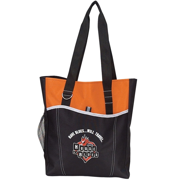 Tote bag featuring a unique waving front pocket with white contrast... from ASI 79384 Preferred Nation Inc / Preferred Nation