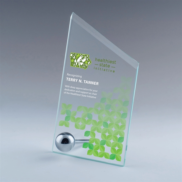 Ergo award made of jade crystal and polished chrome with lines... from ASI 62985 J. Charles