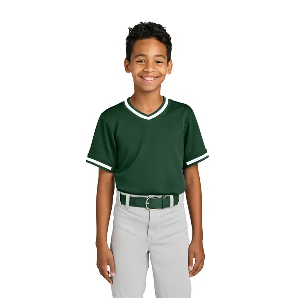 Sport-Tek Youth Tough Mesh V-Neck Baseball Jersey... from ASI 84863 SanMar