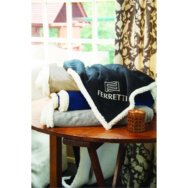 60" x 70" throw blanket is constructed from micro mink and... from ASI 91605 Towel Specialties / Cobblestone Mills