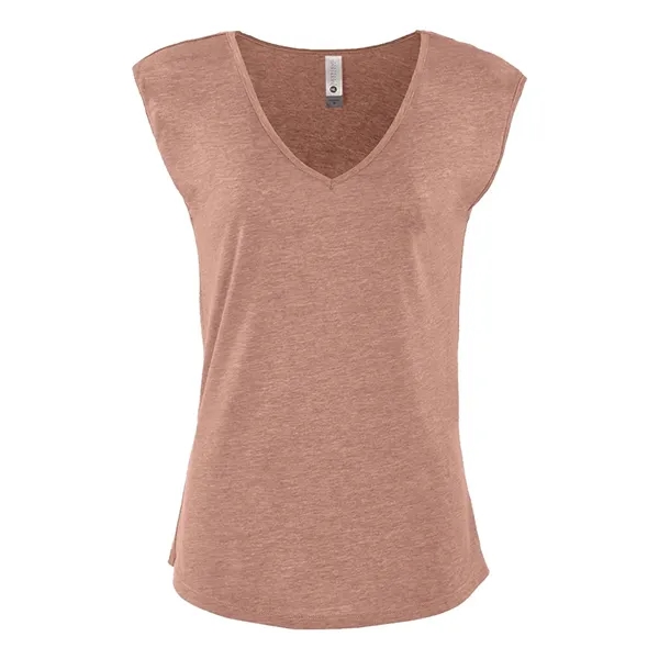 Women's poly-cotton blended sleeveless V-neck top with self-fabric bound armholes, modestly... from ASI 84358 S&S Activewear