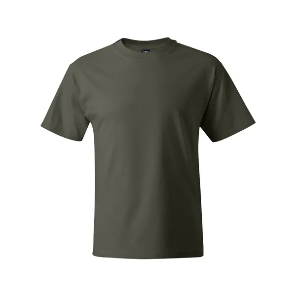 Hanes T-shirt made of 100% ring-spun cotton with double-needle stitching.... from ASI 84358 S&S Activewear