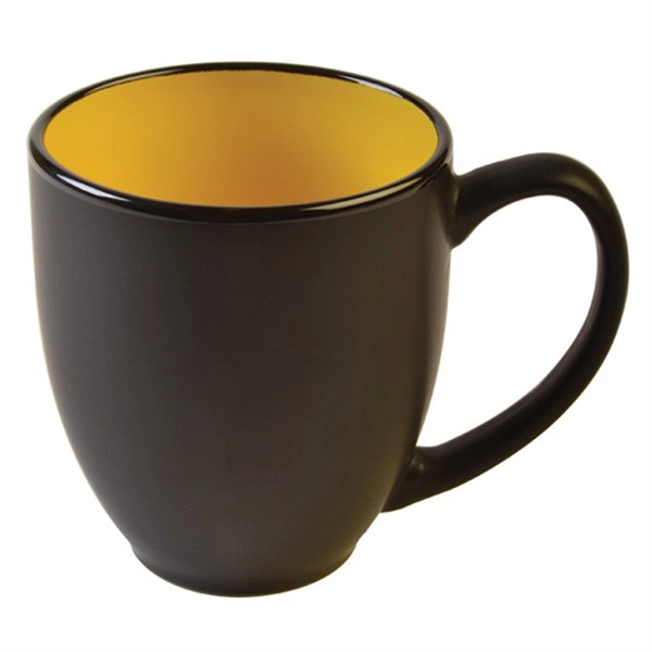 Hard-coated 15 ounce ceramic bistro-style mug in assorted two-tone colors.... from ASI 39820 Opusline (Benmex) / Opus Line