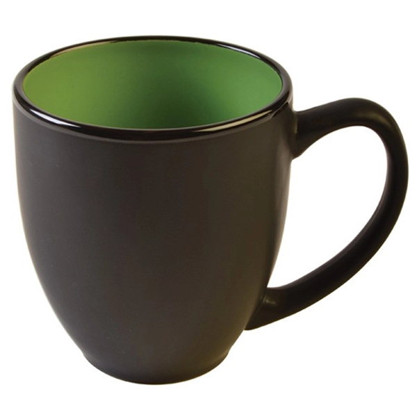 Hard-coated 15 ounce ceramic bistro-style mug in assorted two-tone colors.... from ASI 39820 Opusline (Benmex) / Opus Line
