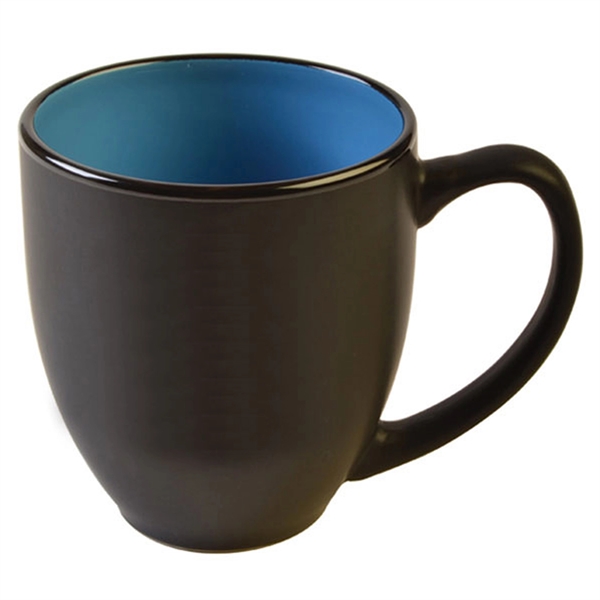 Hard-coated 15 ounce ceramic bistro-style mug in assorted two-tone colors.... from ASI 39820 Opusline (Benmex) / Opus Line