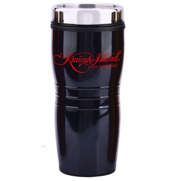 16 oz. stainless steel travel tumbler with double wall insulation, ribbed... from ASI 39820 Opusline (Benmex) / Opus Line