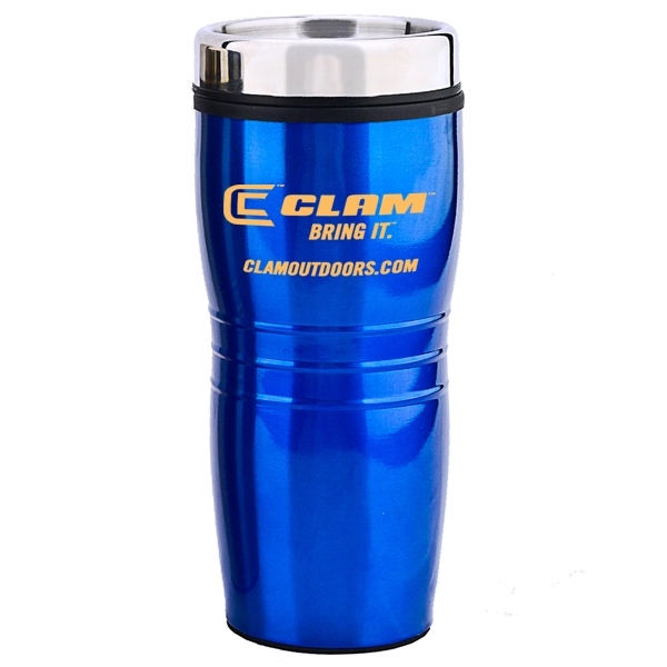 16 oz. stainless steel travel tumbler with double wall insulation, ribbed... from ASI 39820 Opusline (Benmex) / Opus Line