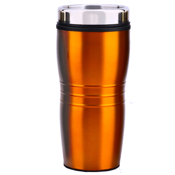 16 oz. stainless steel travel tumbler with double wall insulation, ribbed... from ASI 39820 Opusline (Benmex) / Opus Line