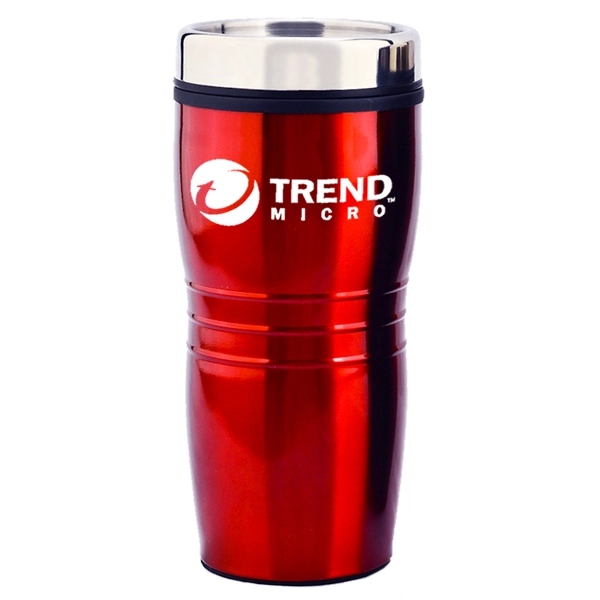 16 oz. stainless steel travel tumbler with double wall insulation, ribbed... from ASI 39820 Opusline (Benmex) / Opus Line