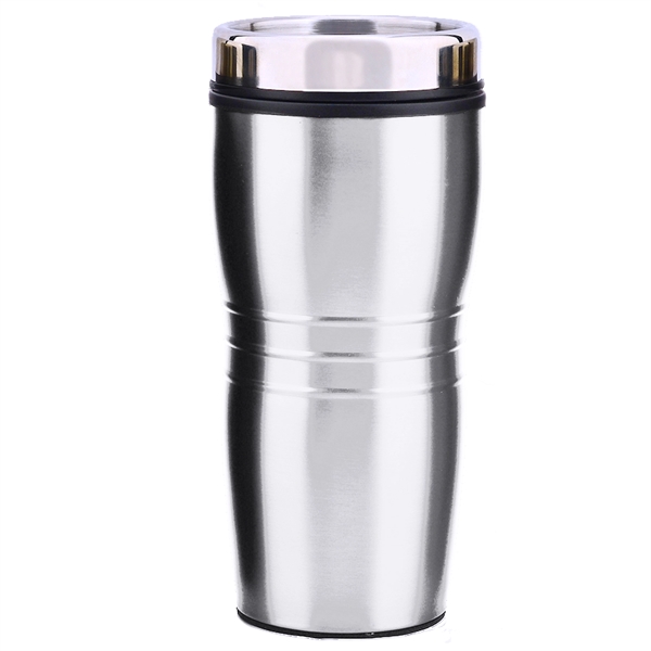 16 oz. stainless steel travel tumbler with double wall insulation, ribbed... from ASI 39820 Opusline (Benmex) / Opus Line