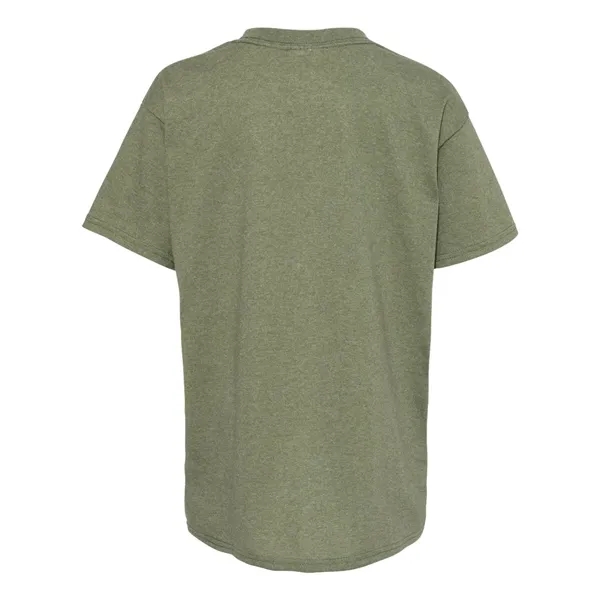 Youth-sized T-shirt made of cotton/poly with 5% recycled polyester from plastic... from ASI 84358 S&S Activewear