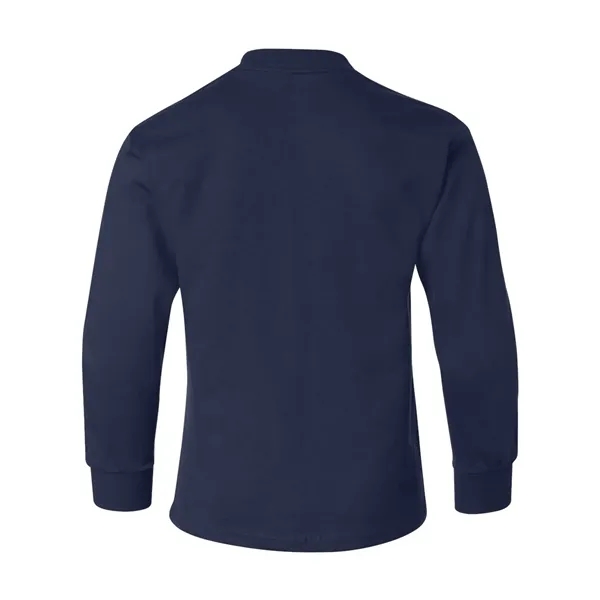 Long sleeve T-shirt for youth with lay flat collar, tag-free neck... from ASI 84358 S&S Activewear