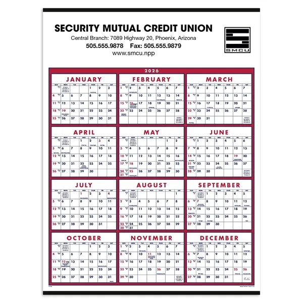 22 x 29 Span-A-Year 2024 calendar on 80# matte paper stock.... from ASI 40480 Koozie Group / Norwood Triumph Calendar