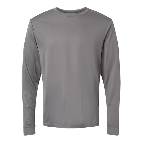 Performance long sleeve t-shirt with a self-fabric collar and cuffs. Blank... from ASI 84358 S&S Activewear