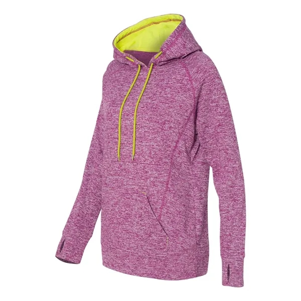 J. America Women's Cosmic Poly Fleece Contrast Hooded Pullover Sweatshirt, blank.... from ASI 84358 S&S Activewear