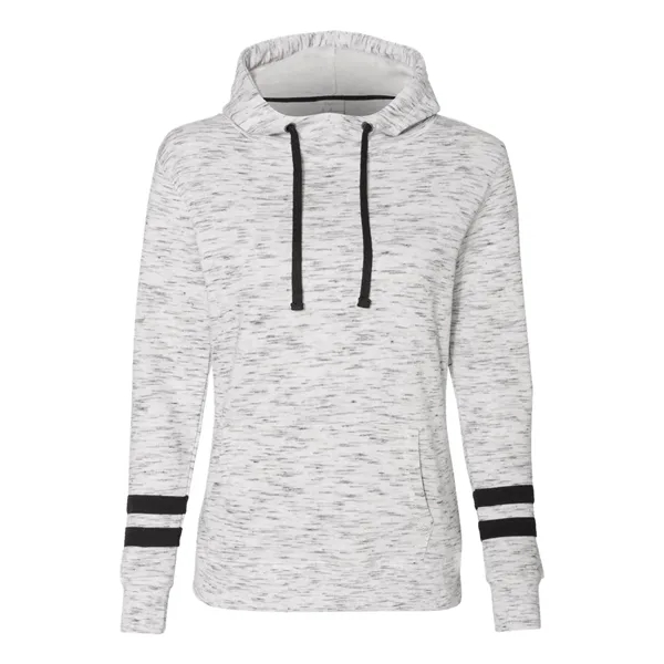 Women's Melange Fleece Striped Sleeve Hooded Pullover... from ASI 84358 S&S Activewear