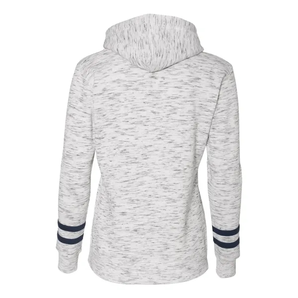 Women's Melange Fleece Striped Sleeve Hooded Pullover... from ASI 84358 S&S Activewear