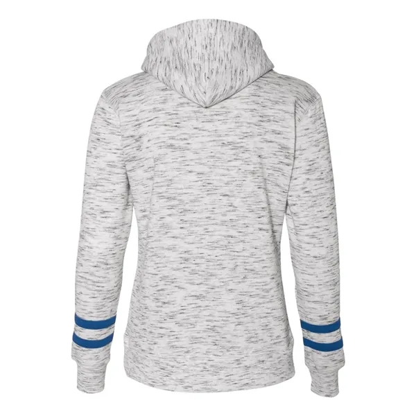 Women's Melange Fleece Striped Sleeve Hooded Pullover... from ASI 84358 S&S Activewear