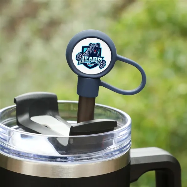 Flexible silicone straw topper keeps drinks covered, clean, and perfect for... from ASI 61966 HPG / Best Promotions USA