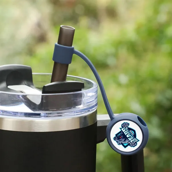 Flexible silicone straw topper keeps drinks covered, clean, and perfect for... from ASI 61966 HPG / Best Promotions USA