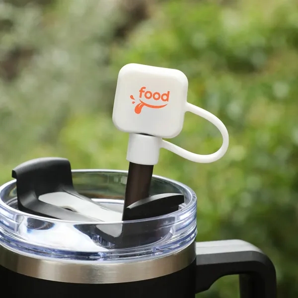 Flexible square silicone straw topper keeps drinks covered, clean, and perfect... from ASI 61966 HPG / Best Promotions USA