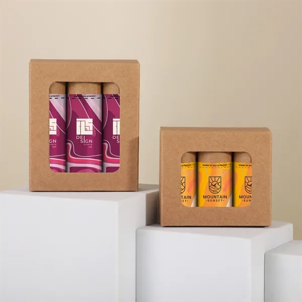 3-pack of all-natural lip moisturizer tubes packaged in a kraft paper... from ASI 61966 HPG / Mixie