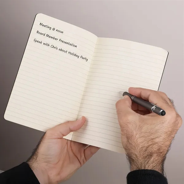 Round, spinal-bound notebook with textured cover lays completely flat for effortless... from ASI 61966 HPG / HandStands HPG Gold