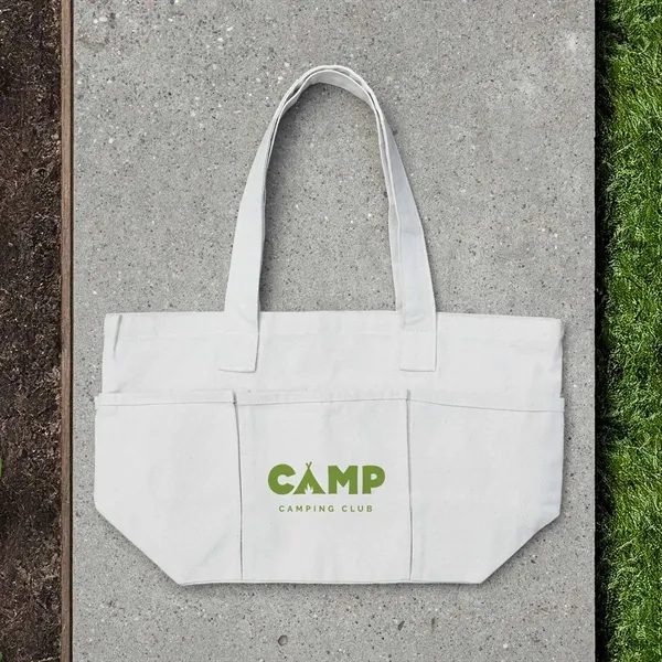 Recycled cotton garden tool bag with exterior pockets and reinforced handles.... from ASI 61966 HPG / Beacon Promotions