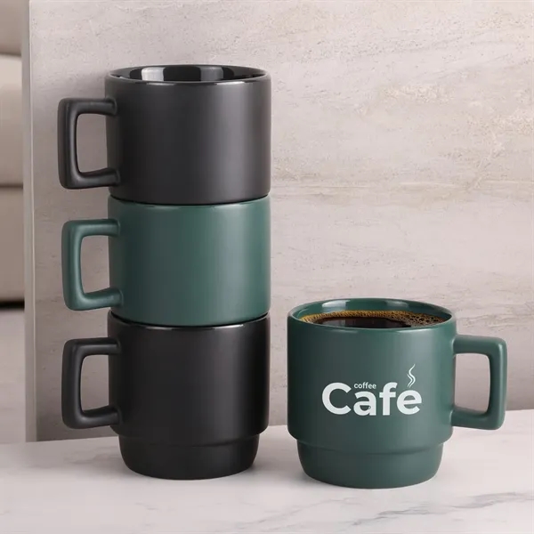 11 oz. ceramic stacking mug with matte finish and squared handle,... from ASI 61966 HPG / Best Promotions USA