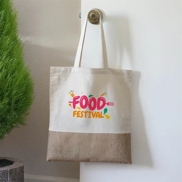 8 oz cotton and natural jute tote bag with self-material cotton... from ASI 61966 HPG / Beacon Promotions