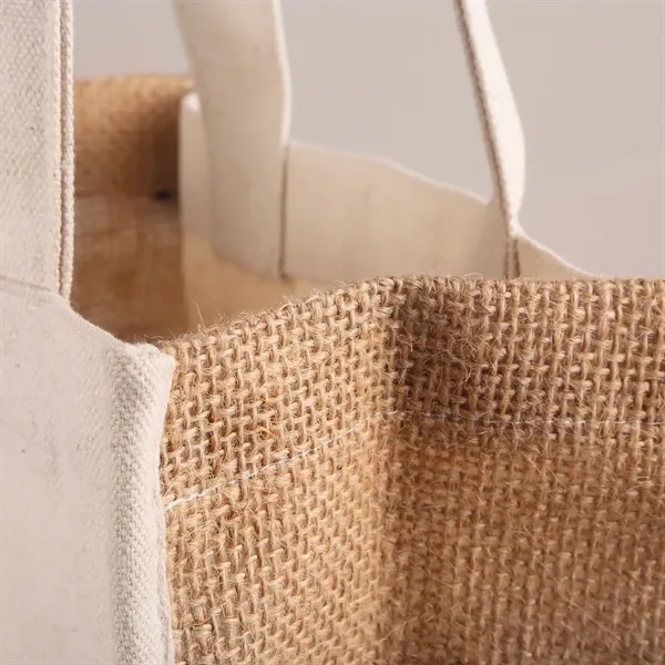 Stylish 10 oz tote with recycled cotton, rPET & jute. Smooth... from ASI 61966 HPG / Beacon Promotions