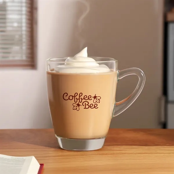 Classic 11 oz. glass bistro mug with a wide body and... from ASI 61966 HPG / Best Promotions USA