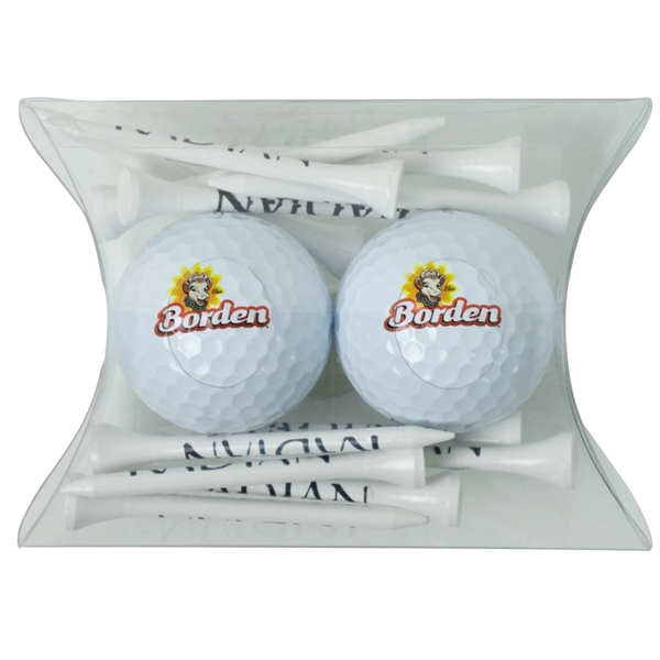Plastic pillow pack filled with white wooden golf tees and two... from ASI 38120 Ball Pro / Diversified Quality Kitchenware