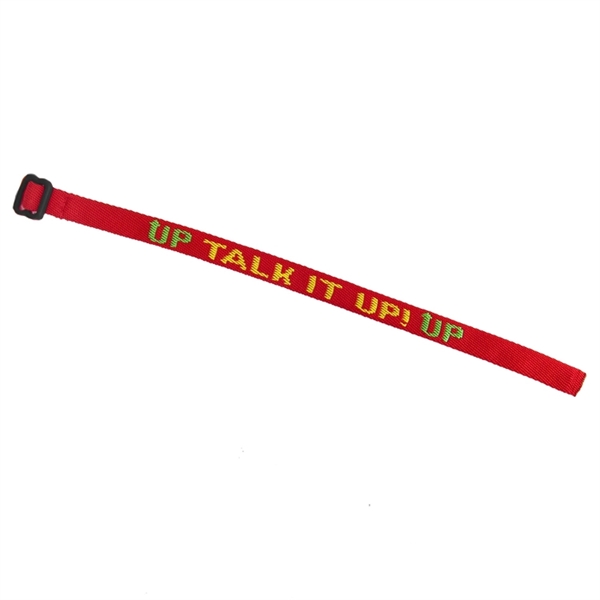 Custom woven wristbands with slide closure w/ black slide closure -... from ASI 92980 WOV-IN® / Universal Strap/Wov-In Line