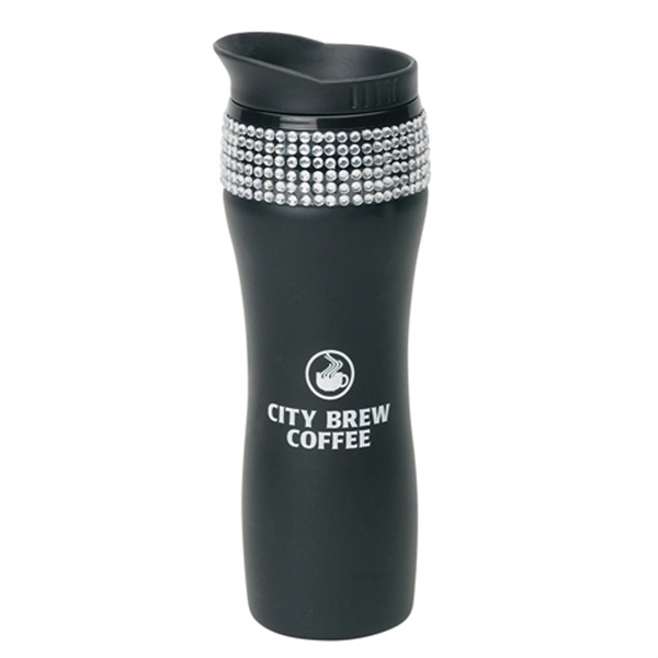 14 oz. Matte Bling Tiffany Travel Mug with bling strip and... from ASI 40261 Berney-Karp Inc / Creative Source