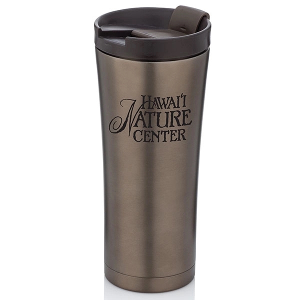 16 ounce stainless steel double walled travel tumbler with flip top... from ASI 39820 Opusline (Benmex) / Opus Line