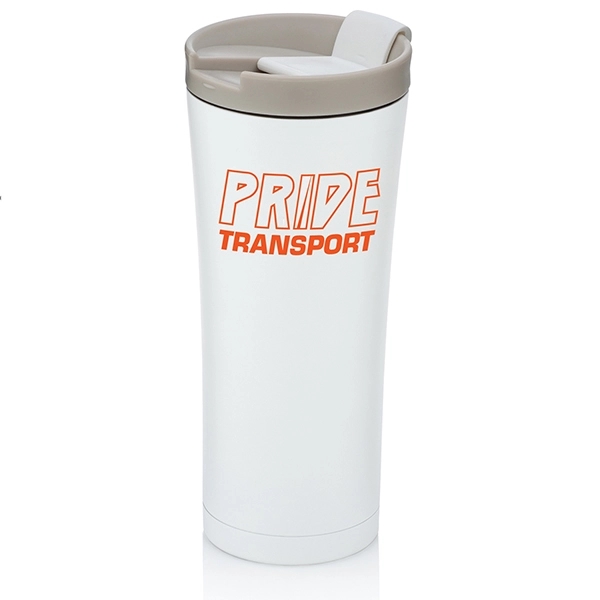 16 ounce stainless steel double walled travel tumbler with flip top... from ASI 39820 Opusline (Benmex) / Opus Line