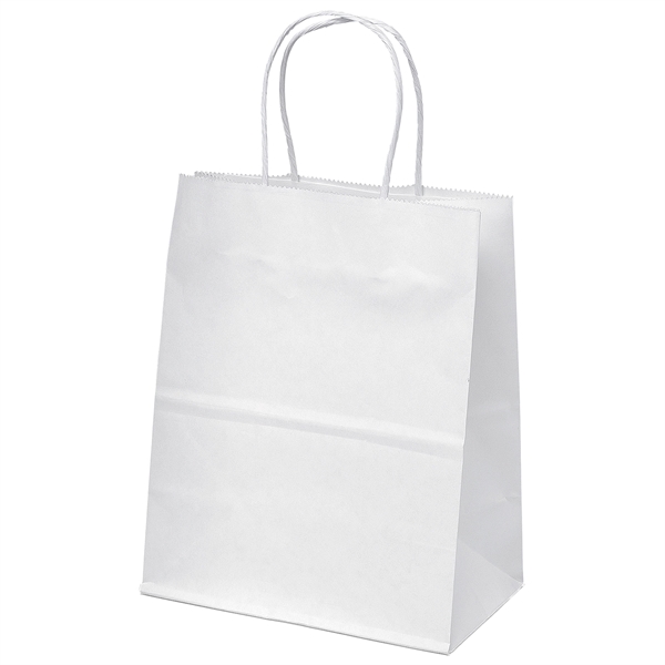 White kraft paper shopper with twisted paper handles and serrated cut... from ASI 37940 Bag Makers Inc