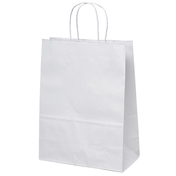 White kraft paper shopper with twisted paper handles and serrated cut... from ASI 37940 Bag Makers Inc