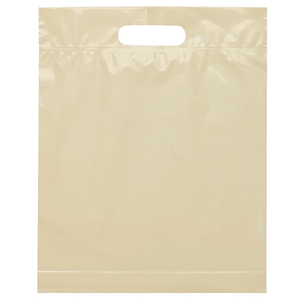 2.5 mil. low-density plastic bag with reinforced die cut handles.... from ASI 37940 Bag Makers Inc