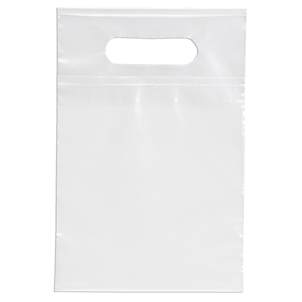2.5 mil. low-density plastic bag with reinforced die cut handle.... from ASI 37940 Bag Makers Inc
