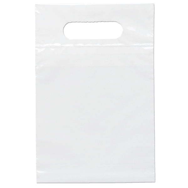 2.5 mil. low-density plastic bag with reinforced die cut handle.... from ASI 37940 Bag Makers Inc