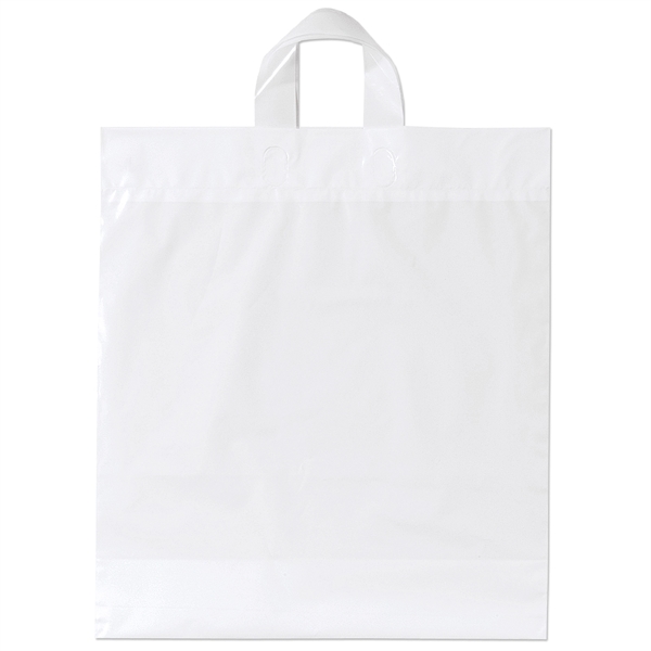 Low-density plastic bag with sturdy, fused soft loop handles.... from ASI 37940 Bag Makers Inc