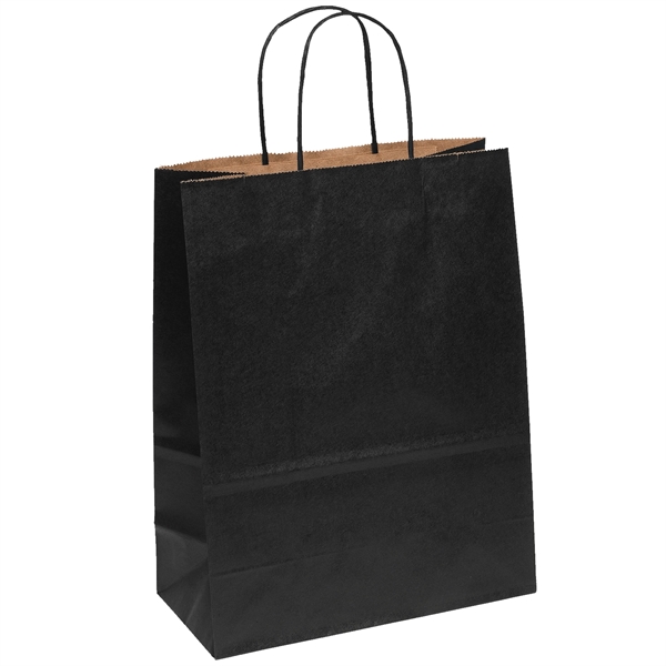 Matte paper shopper with a serrated cut top and twisted paper... from ASI 37940 Bag Makers Inc
