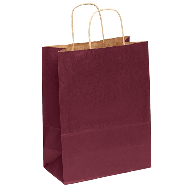 Matte paper shopper with a serrated cut top and twisted paper... from ASI 37940 Bag Makers Inc
