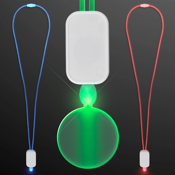 LED Neon Lanyards with Acrylic Circle Pendant.... from ASI 34194 ALightPromos / Alight Promotional Products