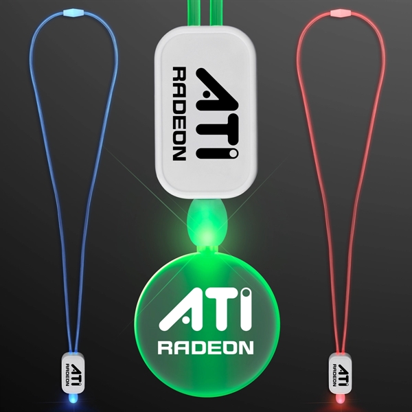 LED Neon Lanyards with Acrylic Circle Pendant.... from ASI 34194 ALightPromos / Alight Promotional Products