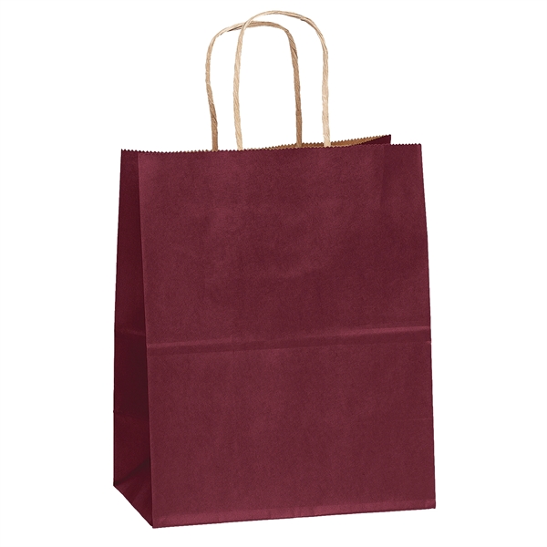 Matte paper shopper with a serrated cut top and twisted paper... from ASI 37940 Bag Makers Inc
